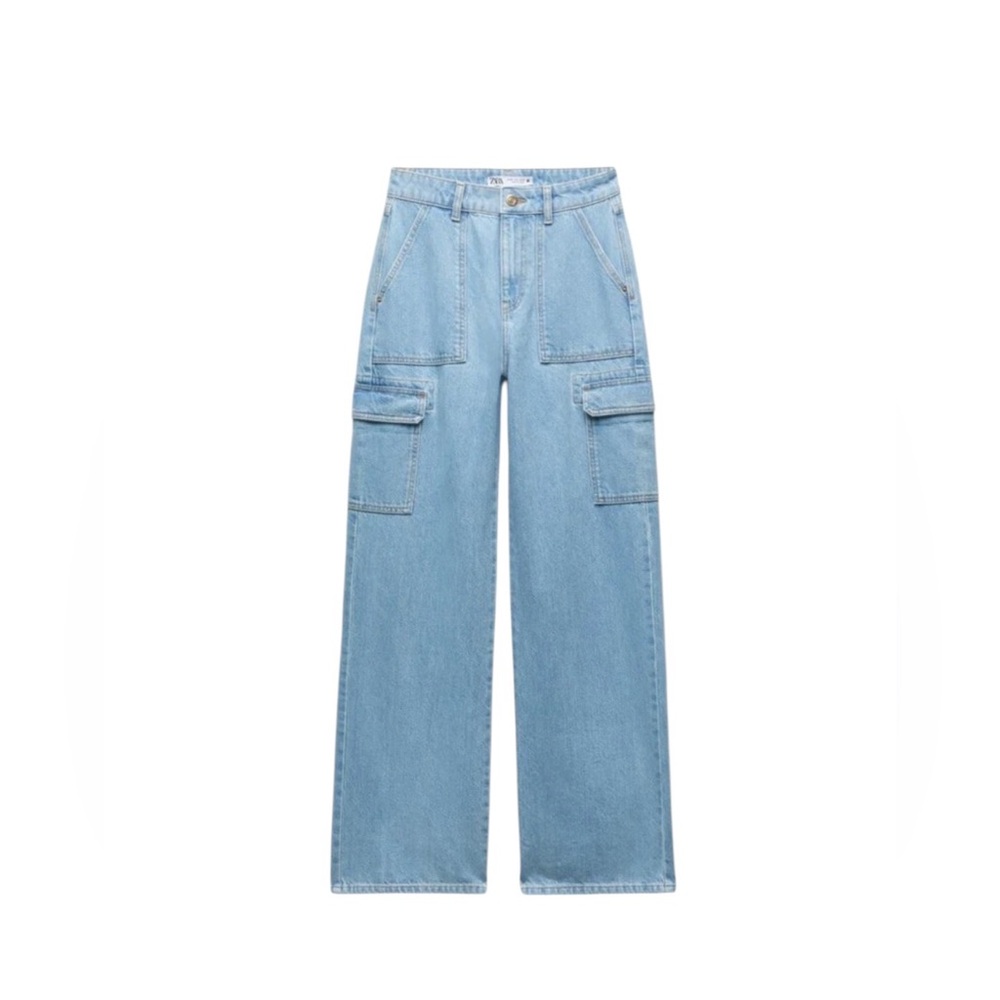 🎉𝐇𝐎𝐒𝐓 𝐏𝐈𝐂𝐊🎉 𝐒𝐀𝐋𝐄🚨𝐙𝐀𝐑𝐀 High-Rise Cargo Straight-Leg Jeans | Light Wash